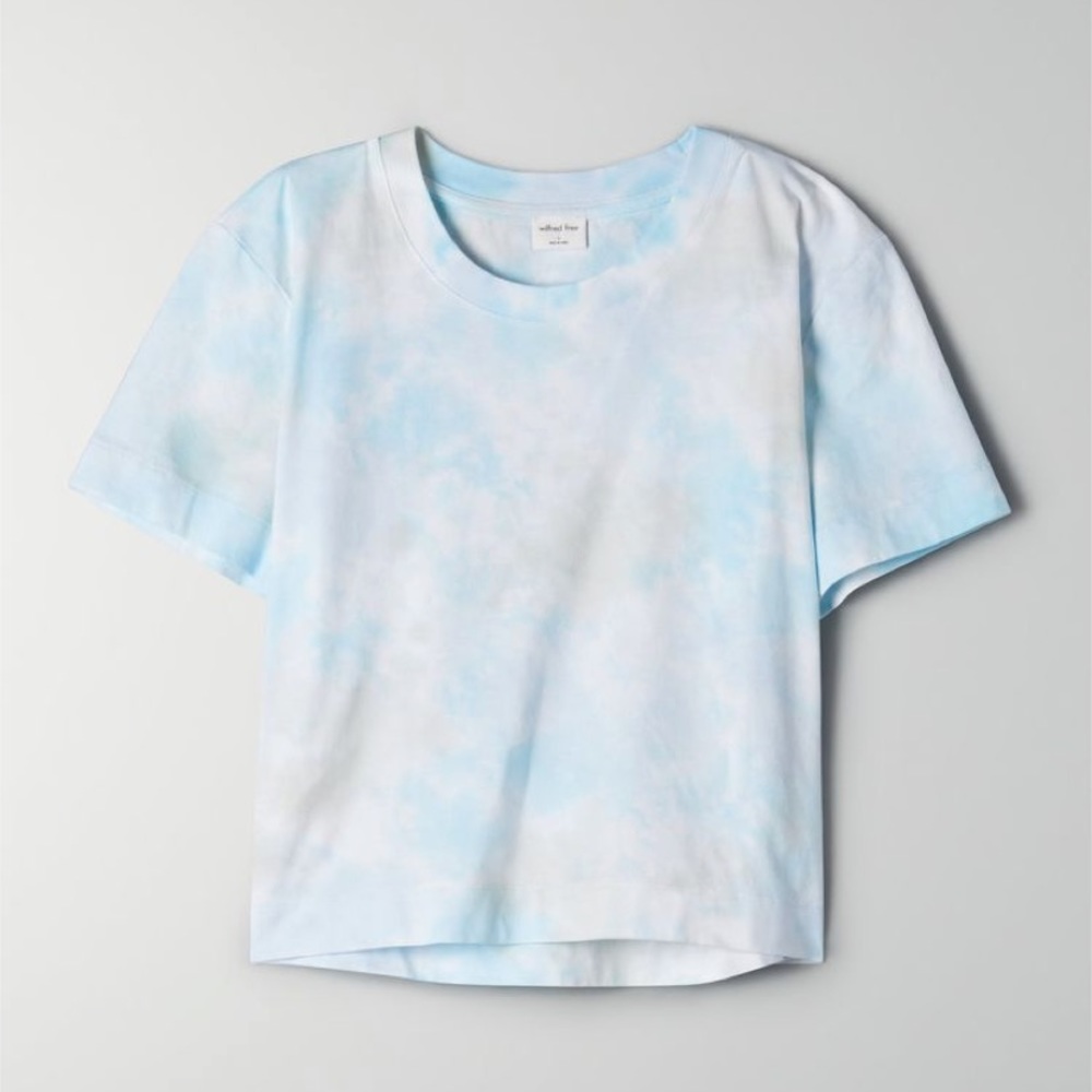 aritzia wilfred free blue and white tie dye tee